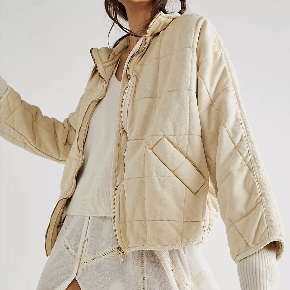 Free people quilted jacket vanilla cream
